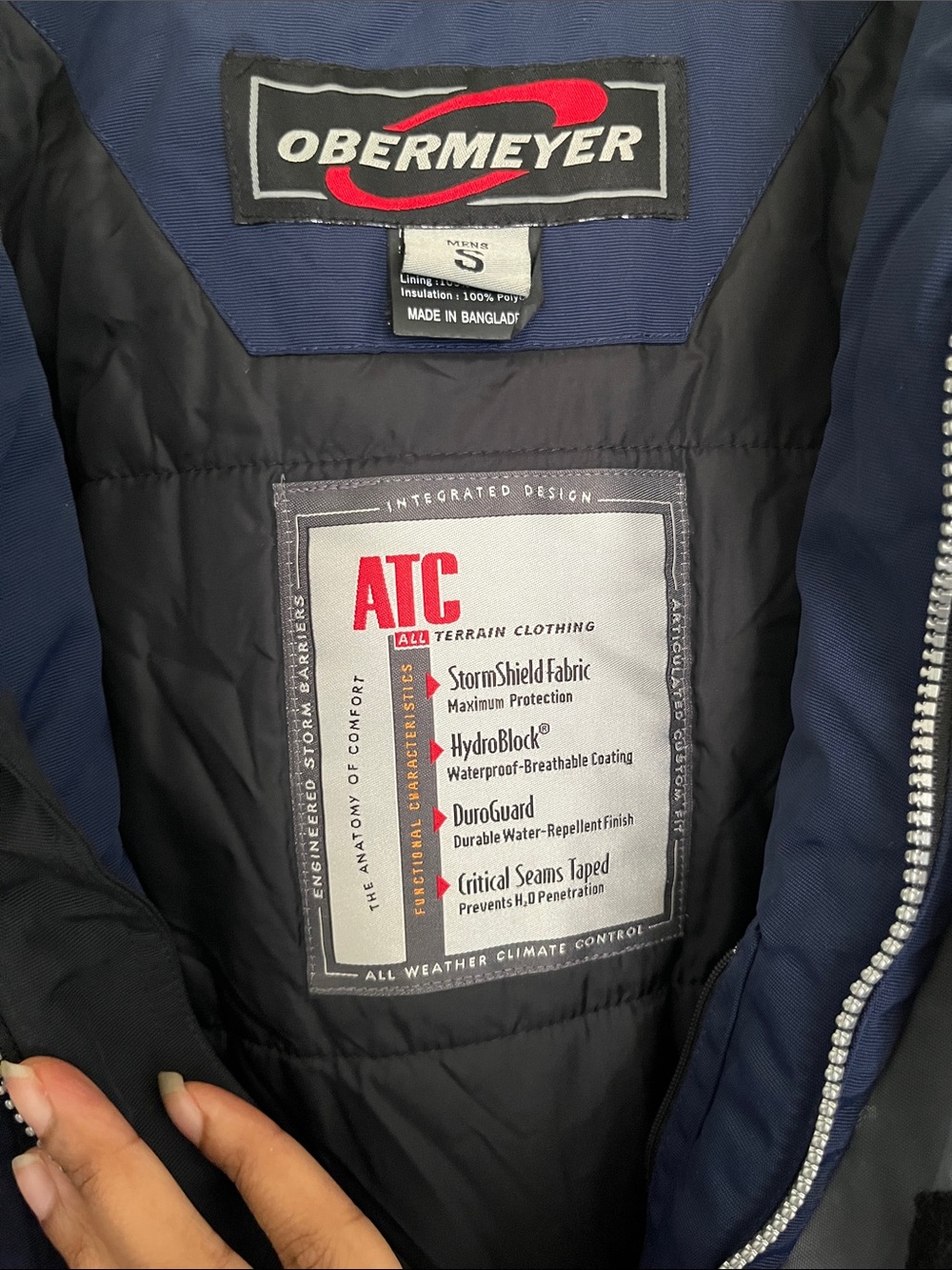 Obermeyer Navy and Black Ski Jacket with Gray Accents - Picture 4 of 12